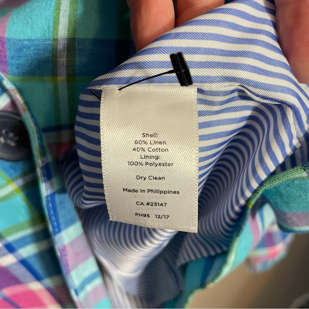 Talbots Madras Double-Button Sunshine Blazer Line… - image 7